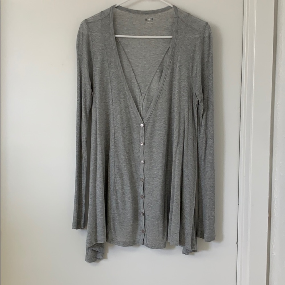 Three Dot ribbed draped cardigan